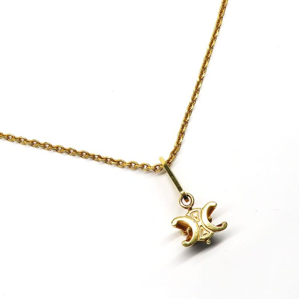 Celine Triomphe Solitaire Necklace Gold Finish Brass Accessory - Picture 3 of 10